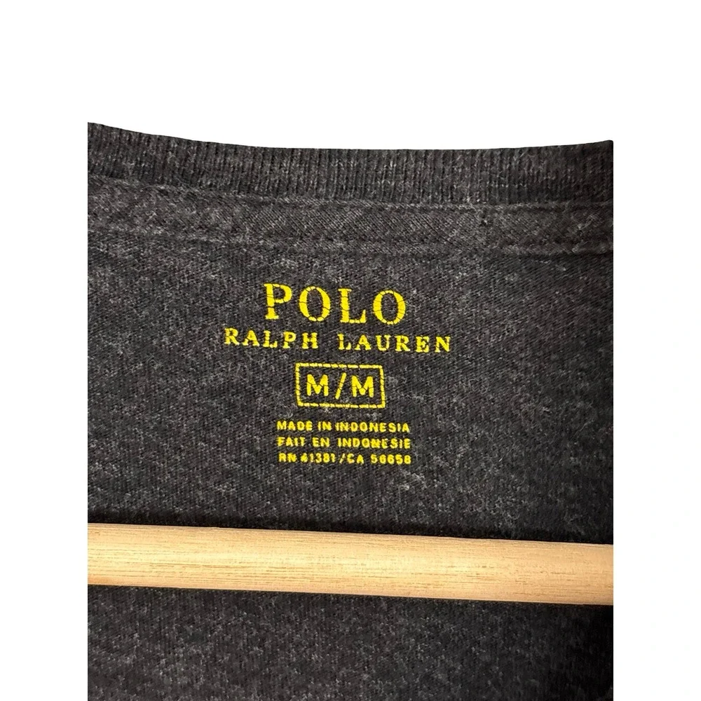 Polo Ralph Lauren Mens Medium Gray Cotton Long Sleeve Pony Logo T-Shirt‎